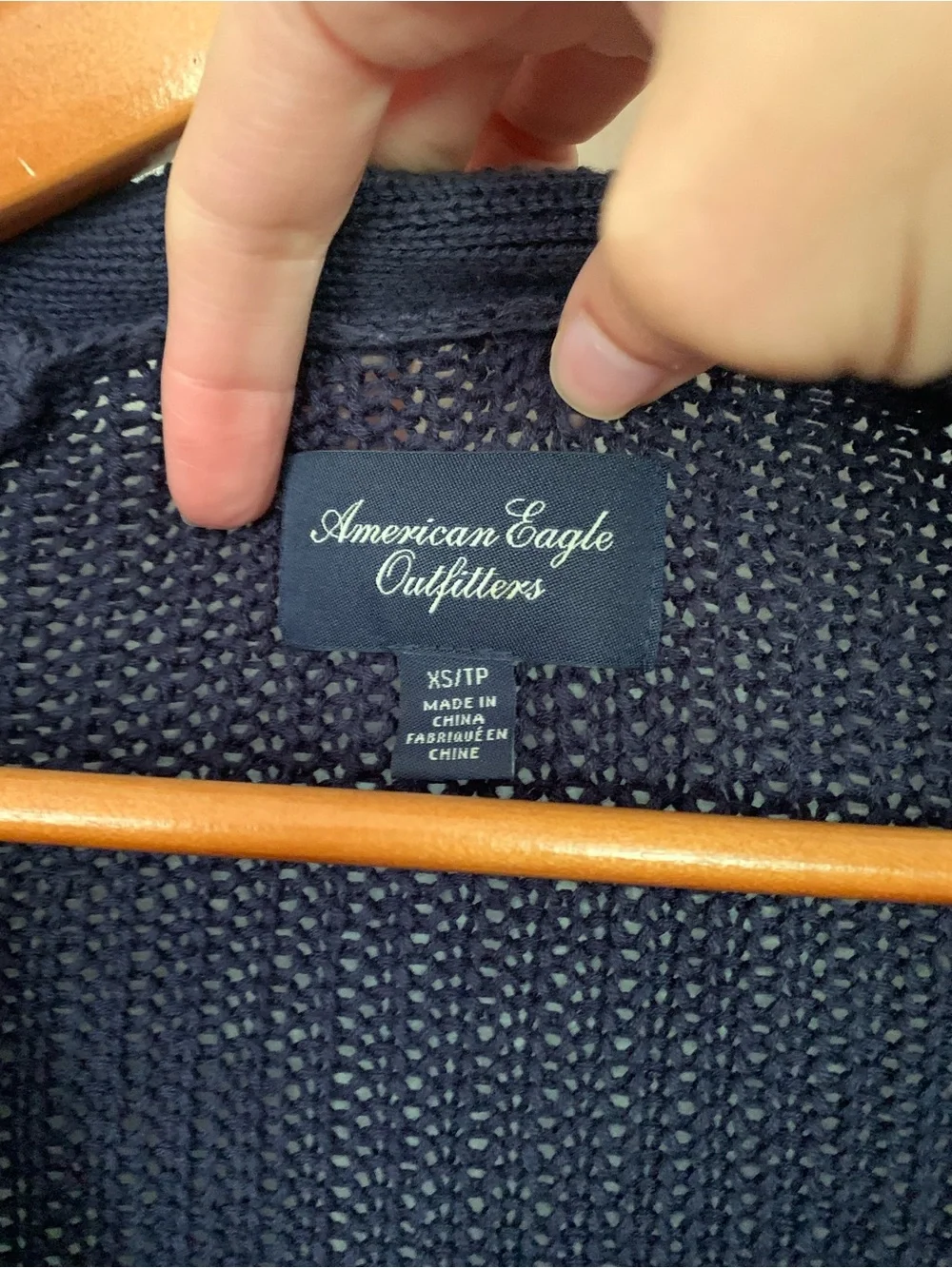 Retro AEO Navy Ribbed Girlfriend Cardigan